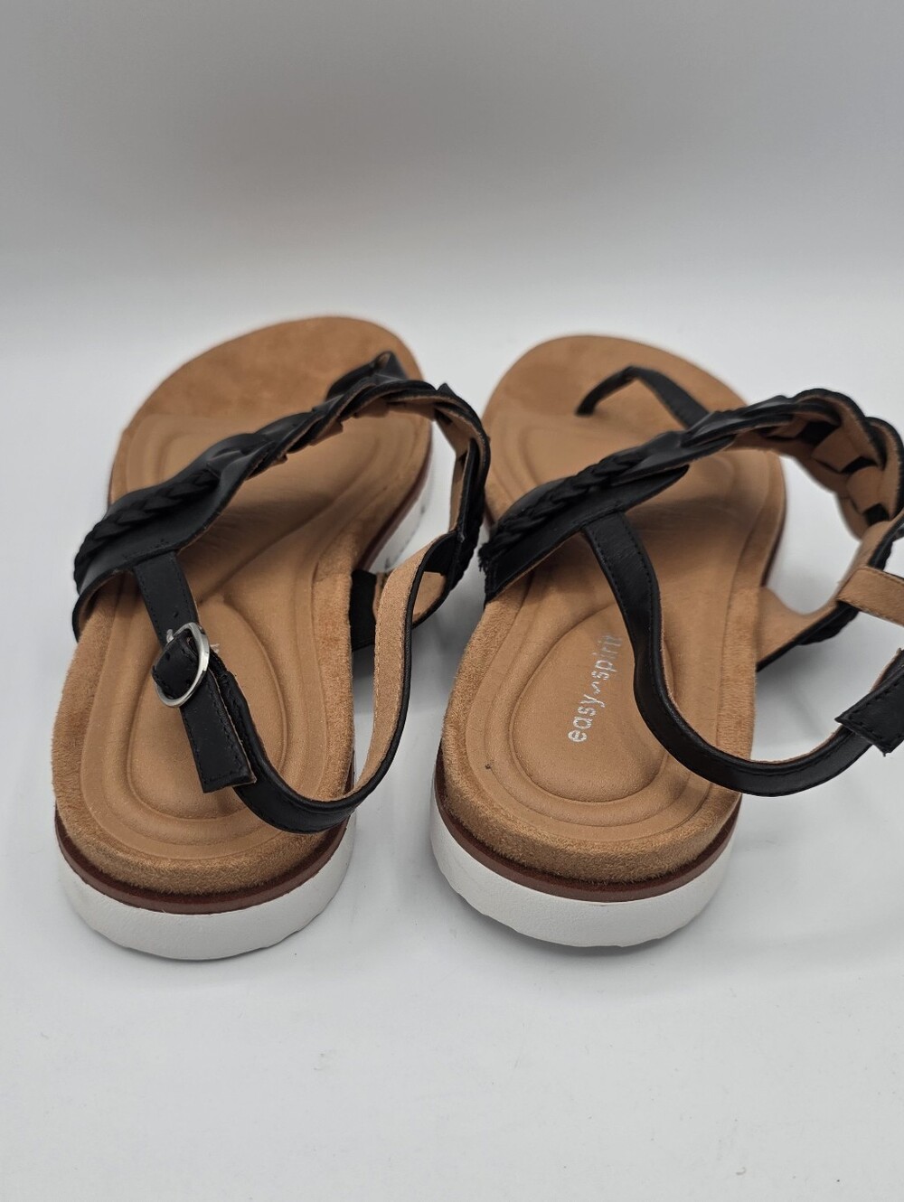 Easy Spirit Womens Elaine Leather Braided Thong Sandals Black Size 9 Shoes NEW - Picture 6 of 8